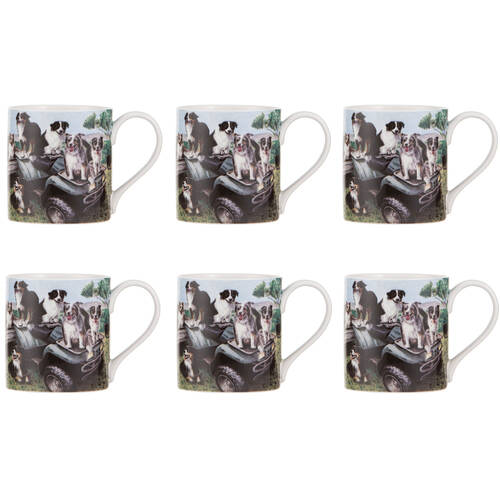 6PK Ashdene Working Dogs Quad Bike New Bone China Coffee Tea Drinking Mug 380ml