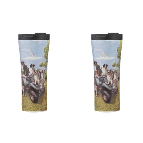 2PK Ashdene Working Dogs Quad Bike Stainless Steel Drink Travel Mug Tumbler 500ml