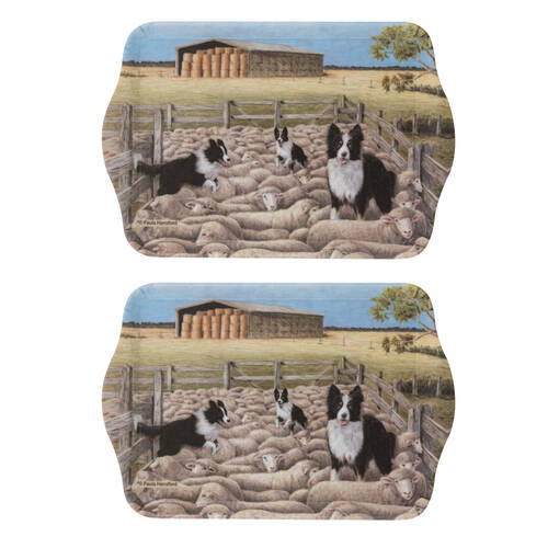 2pc Ashdene Working Dogs Sheep Yard Scatter Tray Trinket Organiser 21x14.2cm