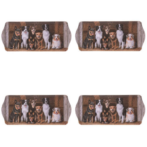 4PK Ashdene Working Dogs Hay Shed Sandwich Kitchen Serving Tray Platter 38x16.5cm
