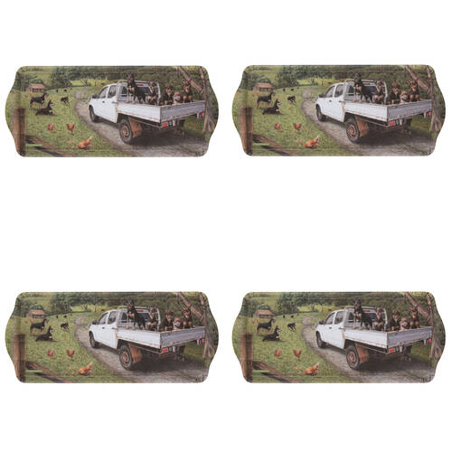 4PK Ashdene Working Dogs Ute Sandwich Kitchen Serving Tray Platter 38x16.5cm