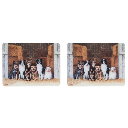 2PK Ashdene Working Dogs Hay Shed Kitchen Table Mat Surface Protector 30x40cm