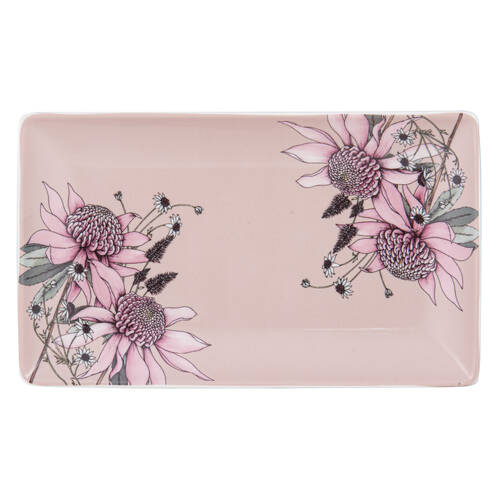 Ashdene Secret Garden Rectangle Dish New Bone China Platter 25.5x15.5cm Blush