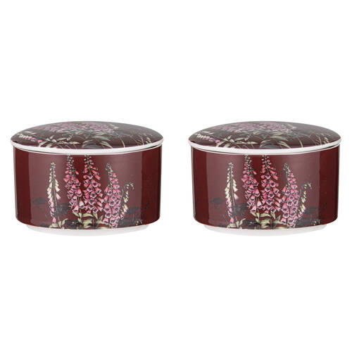 2PK Ashdene Secret Garden New Bone China Jewellery Trinket Box 400ml Maroon