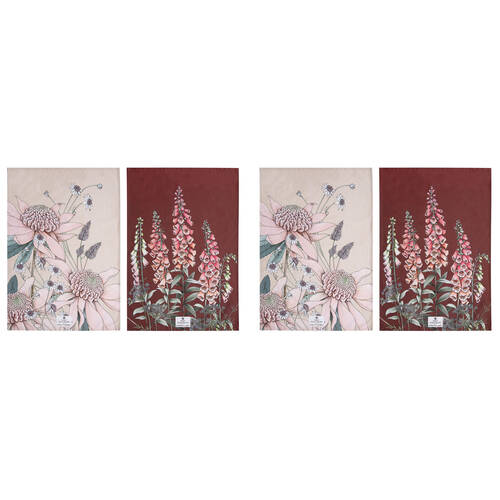 2x 2pc Ashdene Secret Garden Cleaning Kitchen Towel Dishcloth 70x50cm Pink