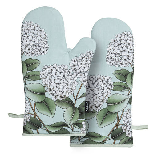 2pc Ashdene Secret Garden Kitchen Gloves Oven Mitts Pot Holder 19.5x33cm Mint