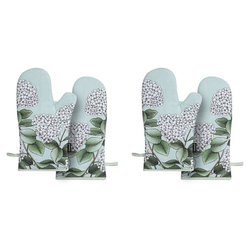 2x 2pc Ashdene Secret Garden Kitchen Gloves Oven Mitts Pot Holder 19.5x33cm Mint