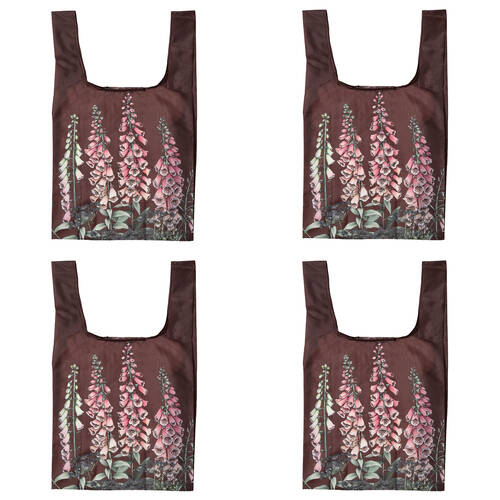 4PK Ashdene Secret Garden Grocery Storage Market Shopping Bag 36x64cm Maroon