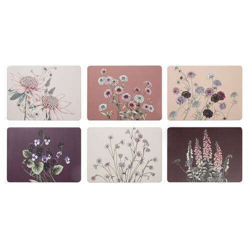 6pc Ashdene Secret Garden Kitchen Dining Table Placemat 29x21.5cm Pink