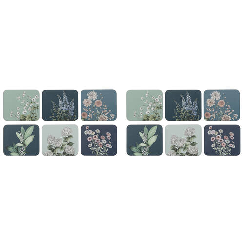 2x 6pc Ashdene Secret Garden Cup Mug Kitchen Drinks Coaster 11x9.7cm Blue