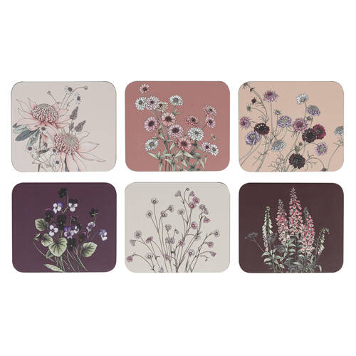6pc Ashdene Secret Garden Cup Mug Kitchen Drinks Coaster 11x9.7cm Pink