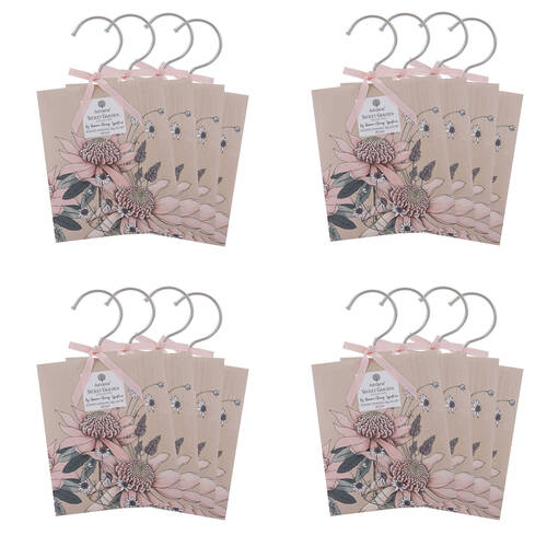 4x 4pc Ashdene Secret Garden Peony Hang Scented Fragrant Sachets 9.6x3.5cm 28g