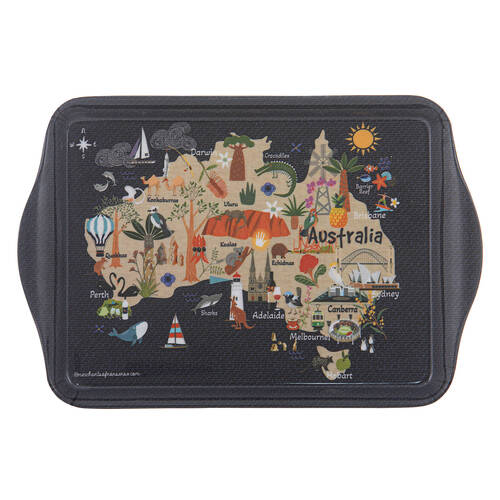 2pc Ashdene Land Down Under AUS Melamine Scatter Tray Black 21x14.2cm