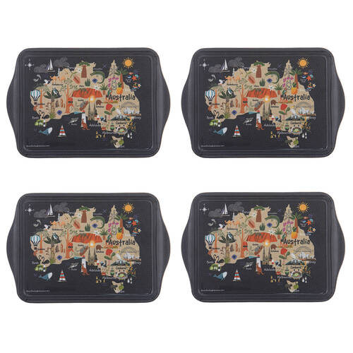 4x 2pc Ashdene Land Down Under AUS Melamine Scatter Tray Black 21x14.2cm