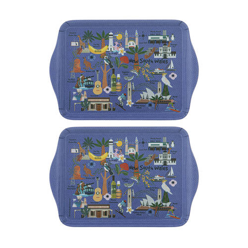 2x 2pc Ashdene Land Down Under NSW Melamine Scatter Tray Blue 21x14.2cm