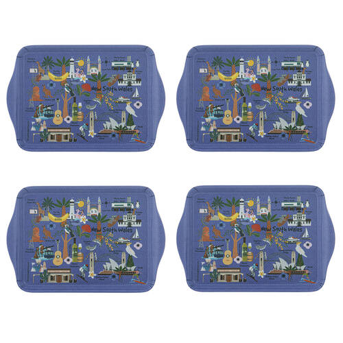 4x 2pc Ashdene Land Down Under NSW Melamine Scatter Tray Blue 21x14.2cm