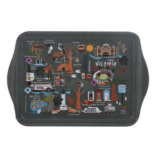 2pc Ashdene Land Down Under VIC Melamine Scatter Tray Black 21x14.2cm