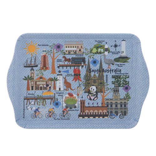 2pc Ashdene Land Down Under SA Melamine Scatter Tray Blue 21x14.2cm