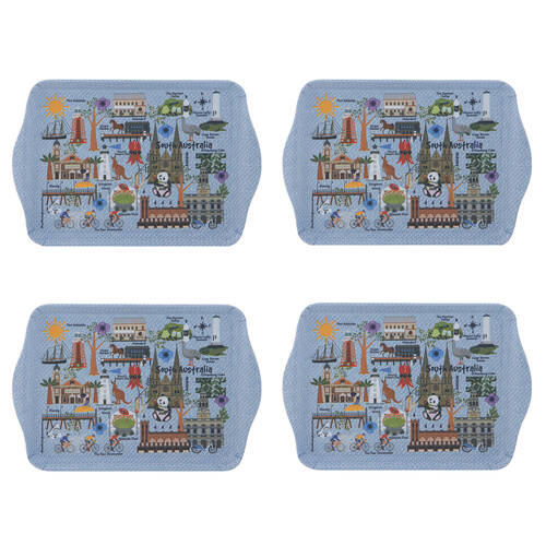4x 2pc Ashdene Land Down Under SA Melamine Scatter Tray Blue 21x14.2cm