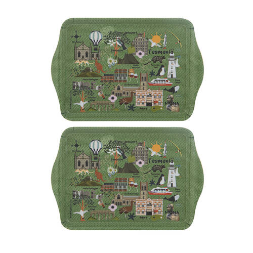 2x 2pc Ashdene Land Down Under TAS Melamine Scatter Tray Green 21x14.2cm