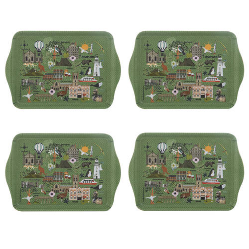 4x 2pc Ashdene Land Down Under TAS Melamine Scatter Tray Green 21x14.2cm