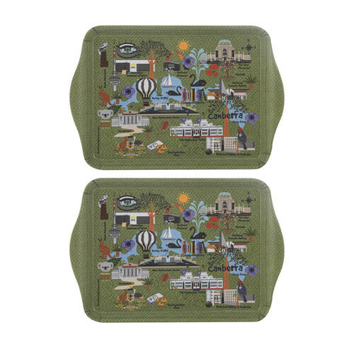 2x 2pc Ashdene Land Down Under Canberra Melamine Scatter Tray Green 21x14.2cm