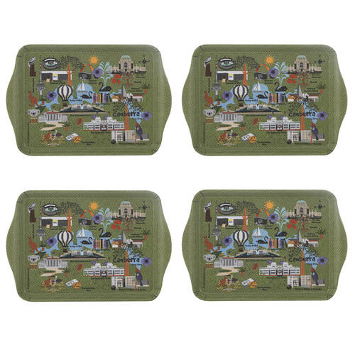4x 2pc Ashdene Land Down Under Canberra Melamine Scatter Tray Green 21x14.2cm