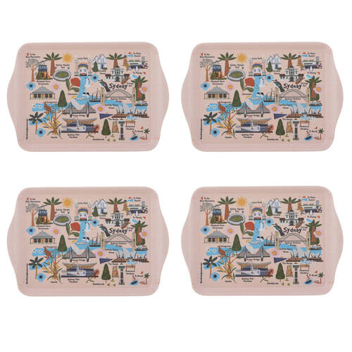 4x 2pc Ashdene Land Down Under Sydney Melamine Scatter Tray Peach 21x14.2cm