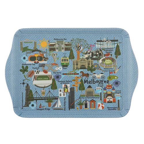 2pc Ashdene Land Down Under Melbourne Melamine Scatter Tray Blue 21x14.2cm