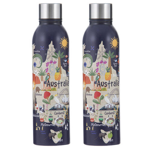 2PK Ashdene Land Down Under AUS Stainless Steel Water Bottle Flask 500ml