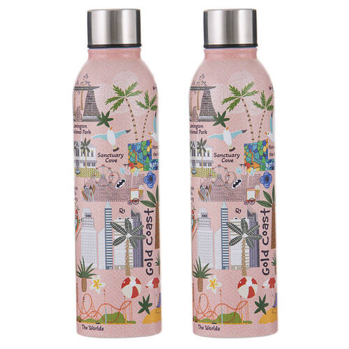 2PK Ashdene Land Down Under Gold Coast Stainless Water Bottle Flask 500ml
