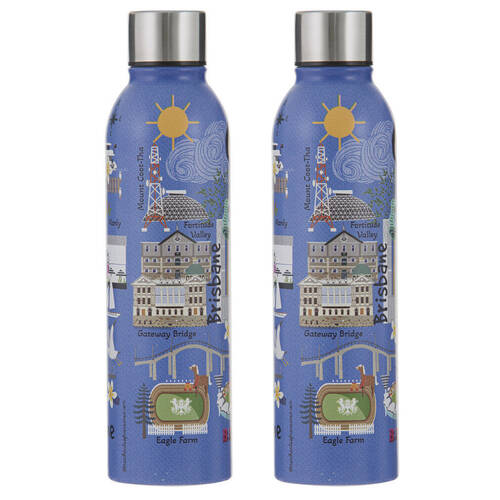 2PK Ashdene Land Down Under Brisbane Stainless Steel Water Bottle Flask 500ml