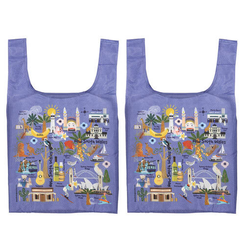 2PK Ashdene Land Down Under NSW Reusable Grocery Shopping Bag 36x64cm