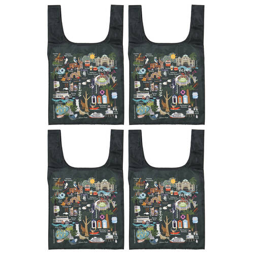 4PK Ashdene Land Down Under Vic Reusable Grocery Shopping Bag 36x64cm