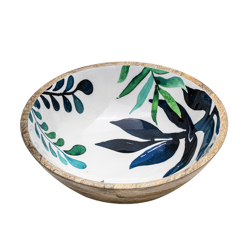 Ladelle Mackay Small Mango Wood Tropical Print Serving Bowl 25x25x9cm