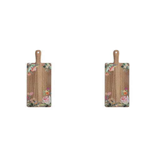 2PK Ladelle Esperance Wooden Serving/Cutting Board Multi-Use Serving Platter Brown