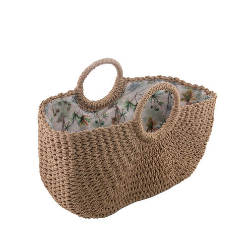 Ladelle Panama Woven Market Basket 45cm Shopping Tote Bag Reusable Brown
