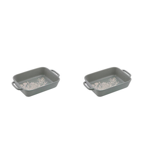 2PK Ladelle Esperance Ceramic Baking Dish Medium Heat-Resistant Serving Green