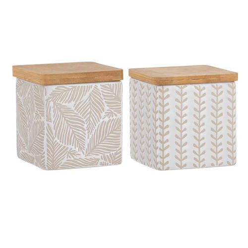 2PK Ladelle Orion Designed Premium Ceramic Canister Assorted - White