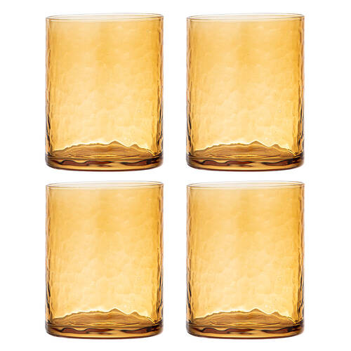 4pc Ladelle Flynn Glass Tumbler Cup Drinkware 10cm - Amber