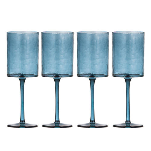 4pc Ladelle Flynn Glass Tumbler Cup Drinkware 22cm - Blue