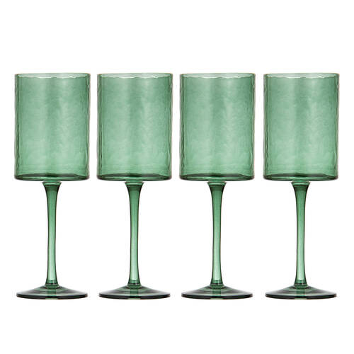 4pc Ladelle Flynn Glass Tumbler Cup Drinkware 22cm - Green