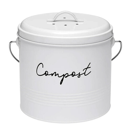 Ladelle Eco 20cm White Compost Bin w/ Charcoal Filter