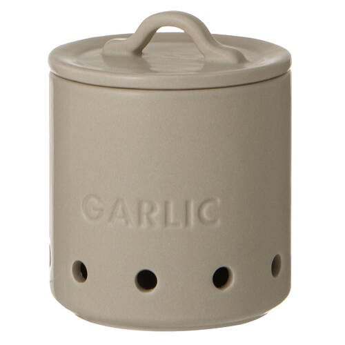 Ladelle Essentials Garlic Vault Storage Canister 10x10cm - Stone