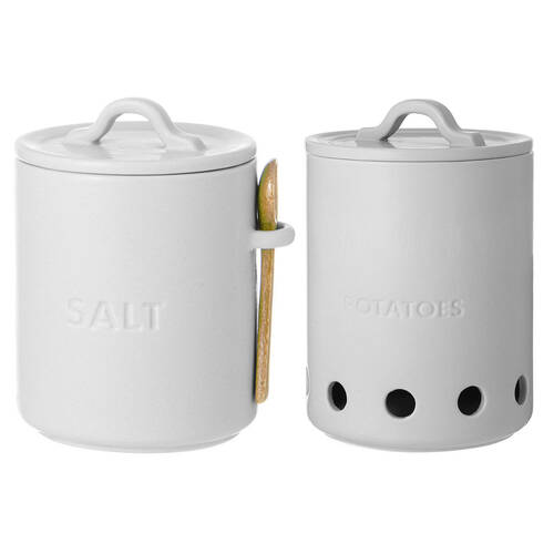 Ladelle Essentials Salt Cellar/Potato Vault Storage Combo Set - White