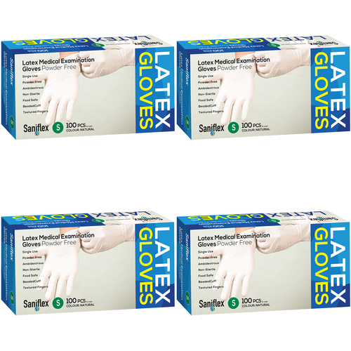 400pc Saniflex Latex Powder Free Gloves Colour Natural- S