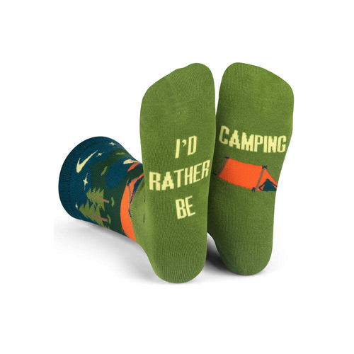 Lavley I'D Rather Be Camping Novelty Unisex Socks Crew Length