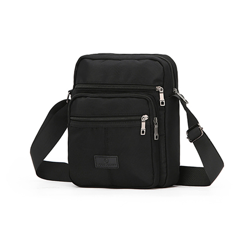 Louis Berry Nylon Three Zipper Shoulder Bag 19x10x23cm - Black