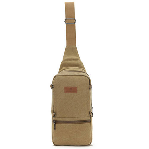 Louis Berry Canvas Mens Sling Bag 30x13cm - Khakiaki