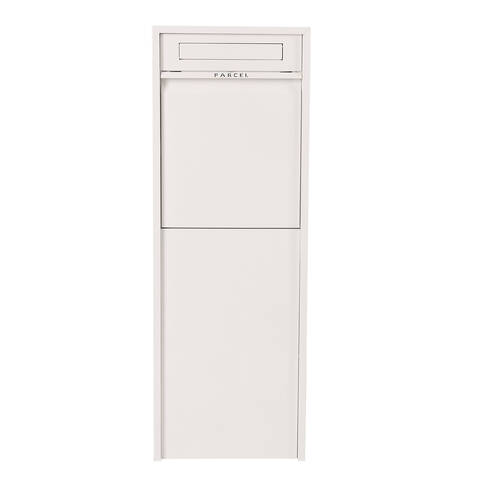 Northcote Pottery Zip Parcel White Pillar Letterbox with Mail Collection